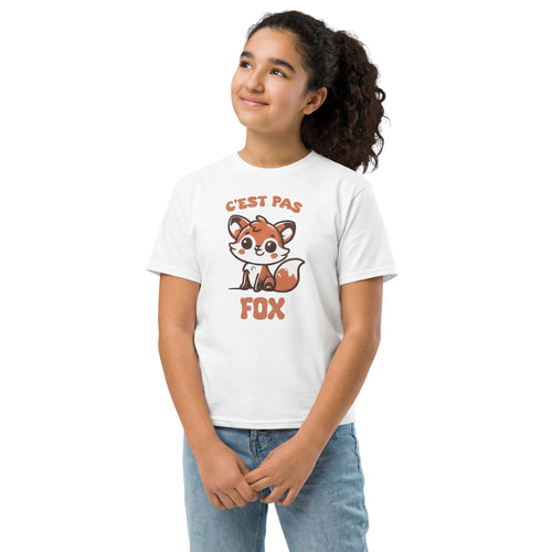 T-shirt enfant blanc « C’est pas fox », vue portée.